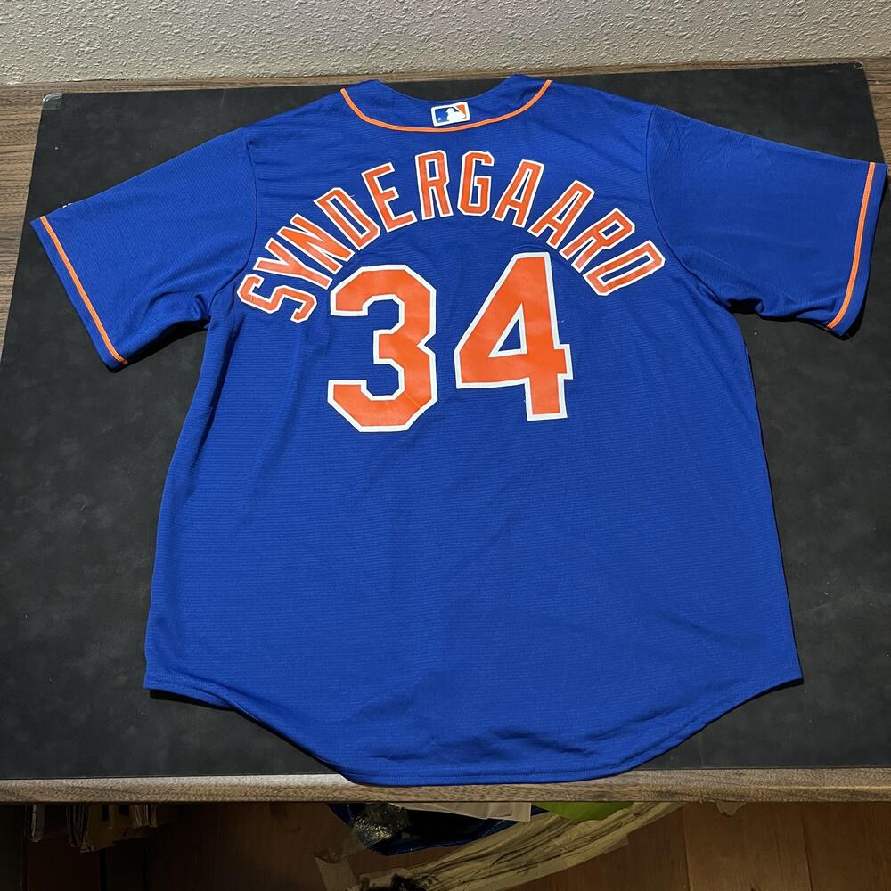 New York Mets Jersey Mens XL Blue Orange MLB Baseball Syndergaard 34 Cool Base